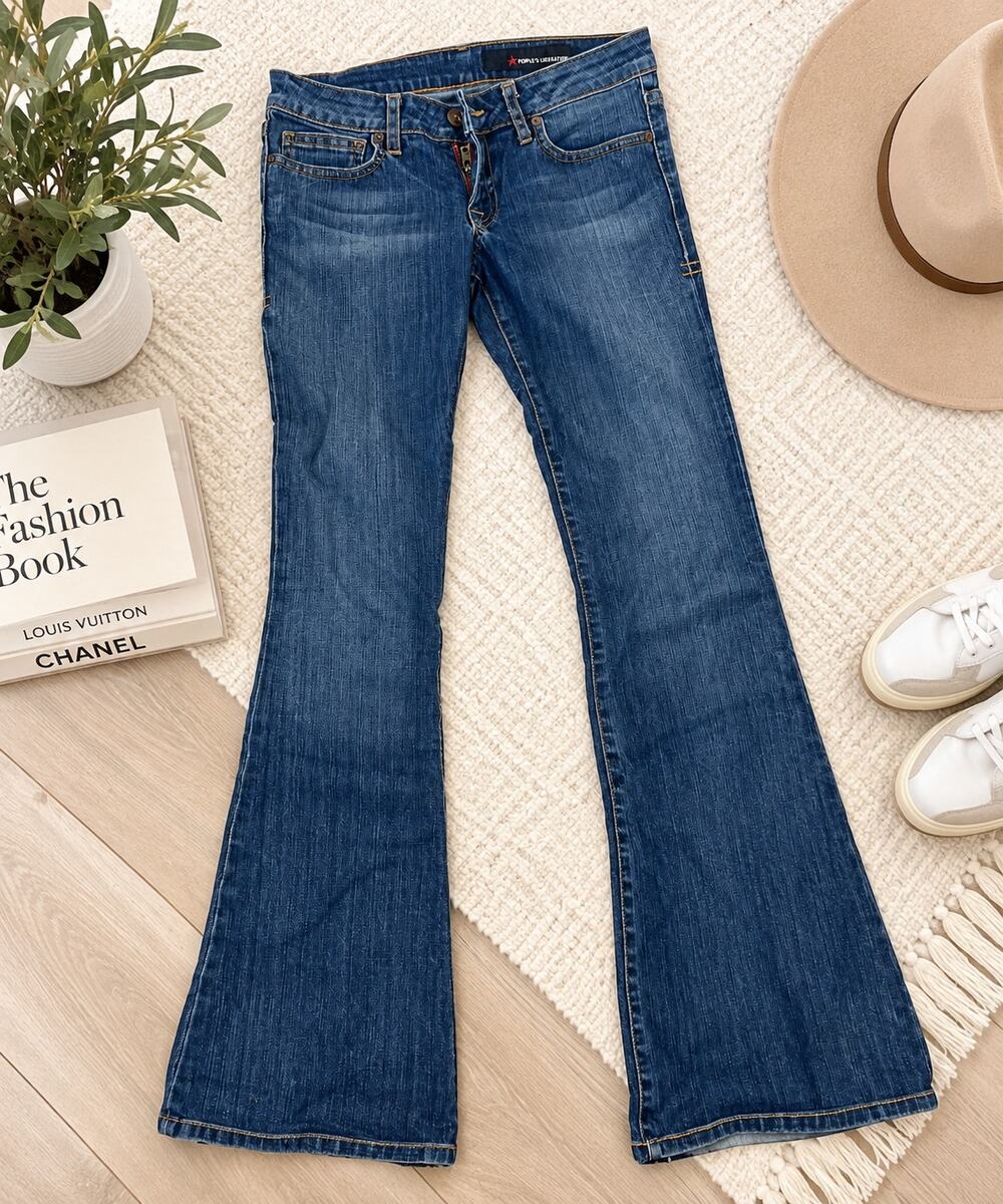 People's Liberation Janine Flare Jeans Women's Blue Denim Mid Rise Bootcut sz 26